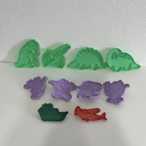 Wilson Vintage Plastic Cookie Cutters Dinosaurs Dragons Boat and Plane 1988-90
